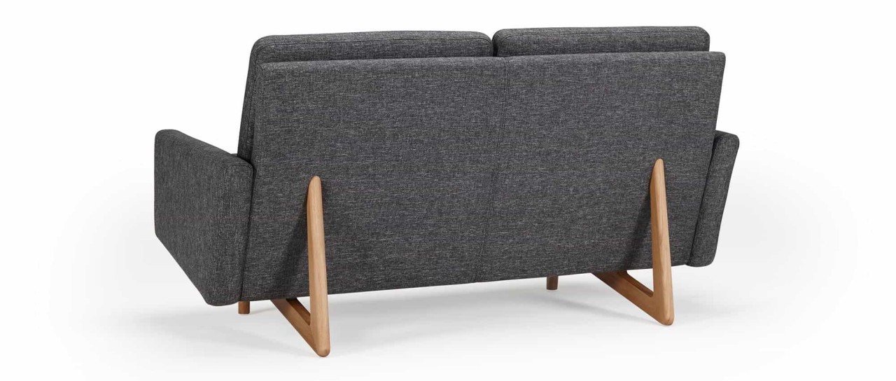 KOPENHAGEN 2-Sitzer Designer Sofa mit Polsterarmlehnen und Holzfüßen