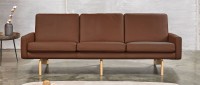 Vorschau: KOPENHAGEN 3-Sitzer Designer Sofa mit Polsterarmlehnen und Holzfüßen