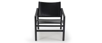 Vorschau: RIBE Designer Stuhl mit Holzarmlehnen und Lederbezug