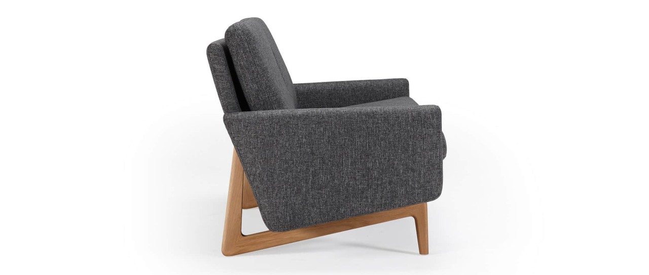 KOPENHAGEN 2-Sitzer Designer Sofa mit Polsterarmlehnen und Holzfüßen