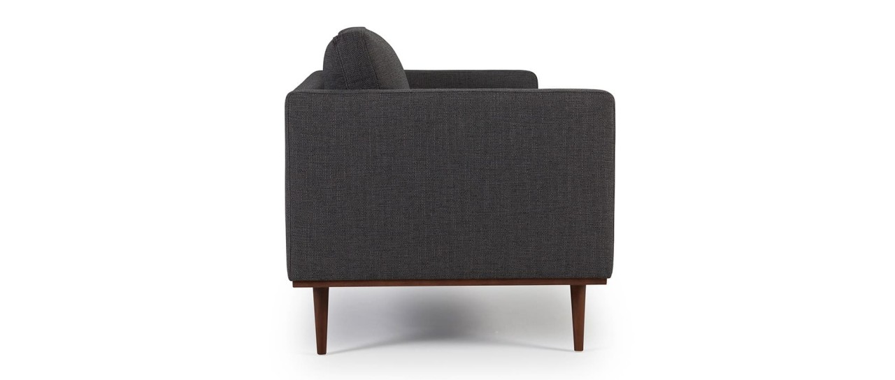 OSLO 2,5-Sitzer Designer Sofa mit Polsterarmlehnen und runden Seitenkissen