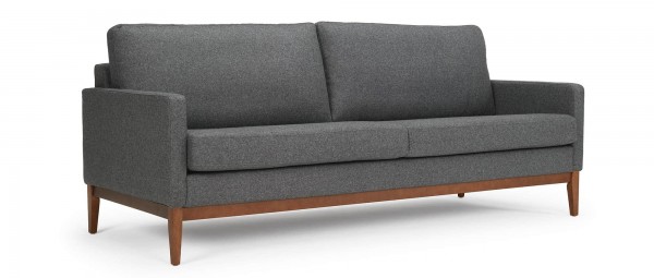 GÖTEBORG 3-Sitzer Designer Sofa mit Polsterarmlehnen und Holzfüßen