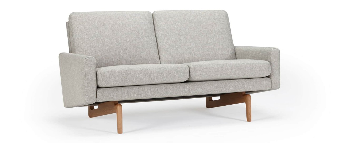 KOPENHAGEN 2-Sitzer Designer Sofa mit Polsterarmlehnen und Holzfüßen