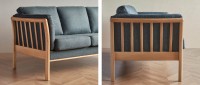 Vorschau: STOCKHOLM 3-Sitzer Designer Sofa mit Holzarmlehnen