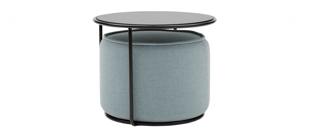 TOM Hocker, Pouf mit TOM Beistelltisch von Softline - mit Stoffen von KVADRAT