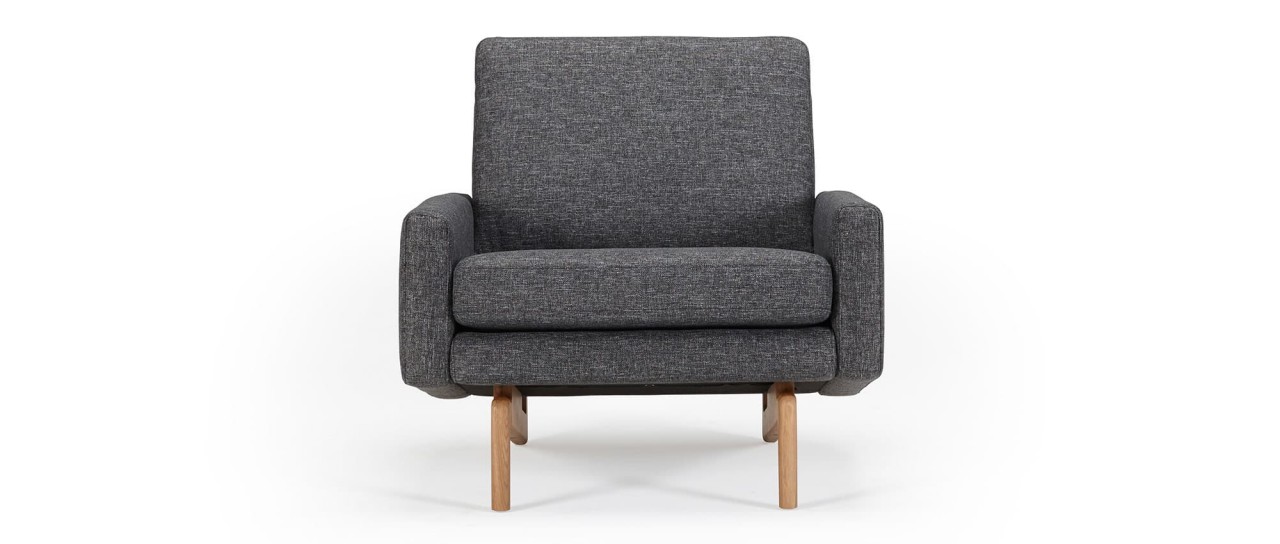 KOPENHAGEN Designer Sessel mit Polsterarmlehnen und Holzfüßen