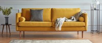 Vorschau: OSLO 3-Sitzer Designer Sofa mit Polsterarmlehnen und runden Seitenkissen