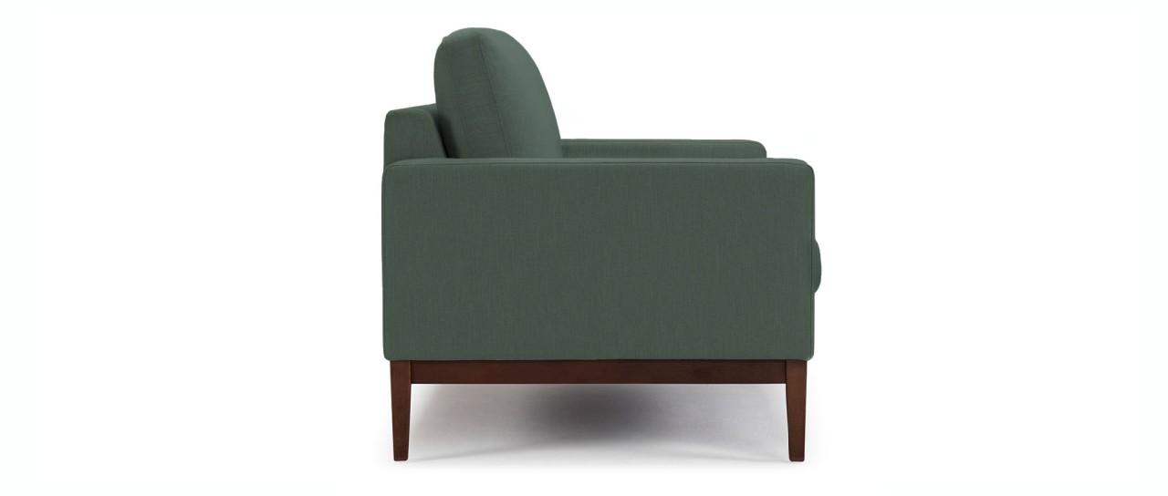 GÖTEBORG 2-Sitzer Designer Sofa mit Polsterarmlehnen und Holzfüßen