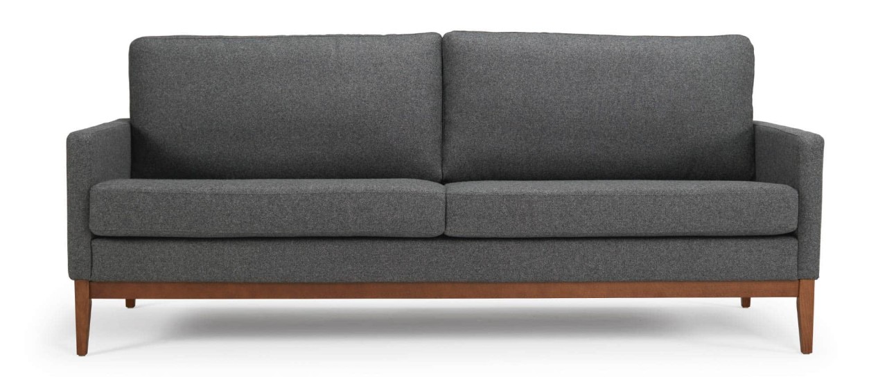 GÖTEBORG 3-Sitzer Designer Sofa mit Polsterarmlehnen und Holzfüßen