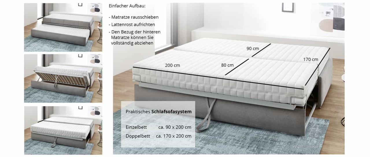 RÜGEN DELUXE Einzelliege mit Bettkasten oder Doppelbett von sofaplus