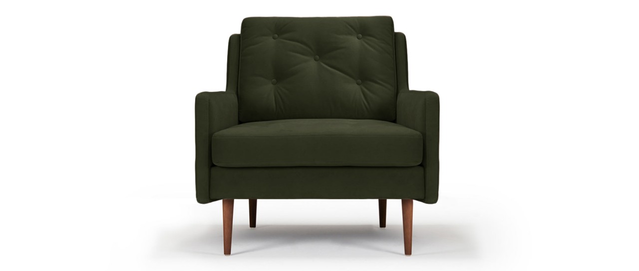 MALMÖ Designer Sessel mit Polsterarmlehnen und versteppten Rückenkissen