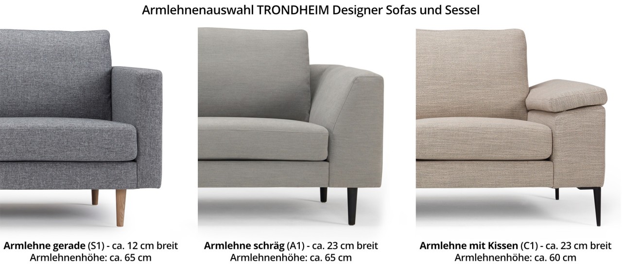 TRONDHEIM 2-Sitzer Designer Sofa mit Holz- oder Metallfüßen