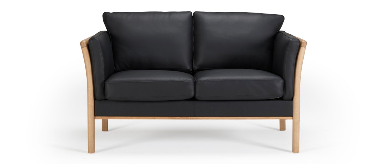 STOCKHOLM 2-Sitzer Designer Sofa mit Holzarmlehnen