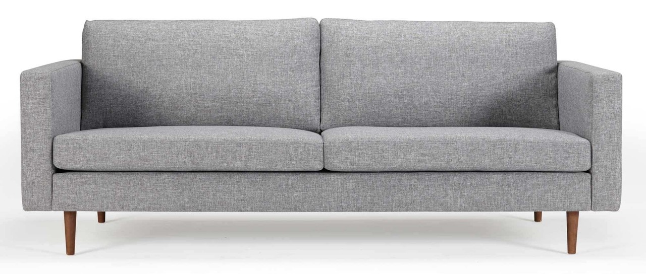 HALMSTAD 3-Sitzer Designer Sofa mit Polsterarmlehnen und Holzfüßen