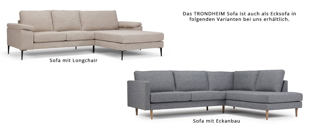 TRONDHEIM 2-Sitzer Designer Sofa mit Holz- oder Metallfüßen