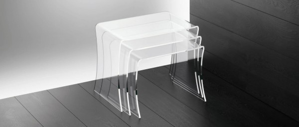 Plexiglas Acryl Design Tischchen mit goldenem Fuß 