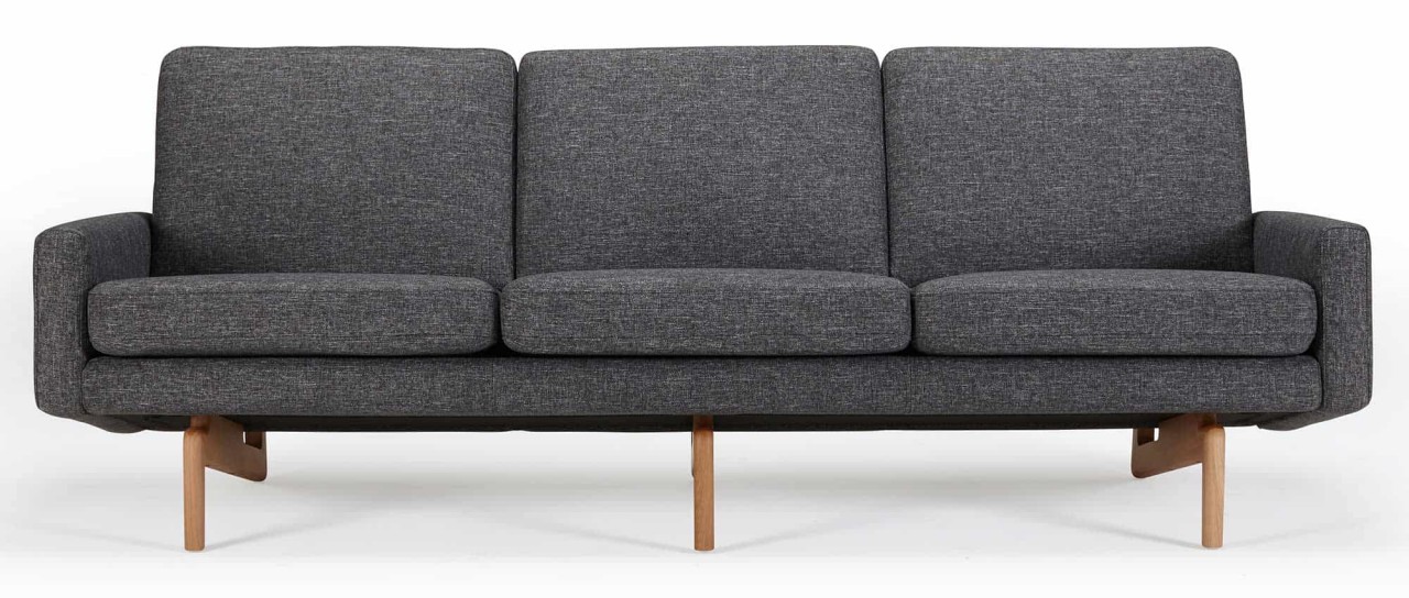 KOPENHAGEN 3-Sitzer Designer Sofa mit Polsterarmlehnen und Holzfüßen