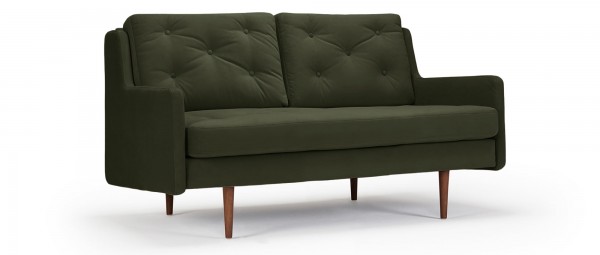 MALMÖ 2-Sitzer Designer Sofa mit Polsterarmlehnen und versteppten Rückenkissen