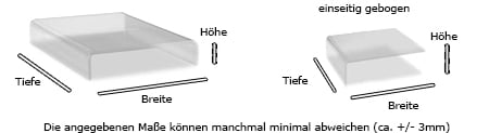 Tablett aus Plexiglas für Sofa Armlehnen von Edelber Maße