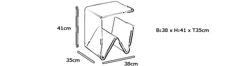 Plexiglas Tisch und Zeitungsständer WALES von Edelber Maße