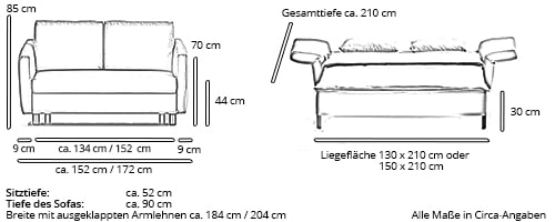 Schlafsofa CUBISMO von Franz Fertig Maße