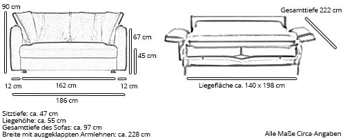 Schlafsofa FIORE von Franz Fertig Maße