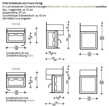 Franz Fertig Schlafsofa FUN Maße