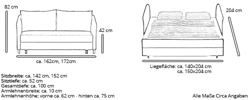 Franz Fertig Schlafsofa GIANNI Maße