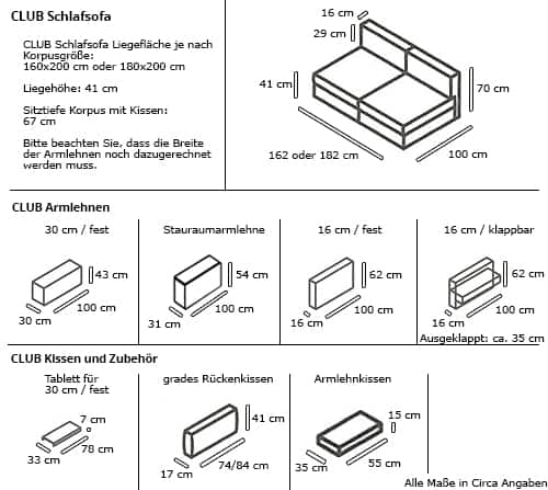 Franz Fertig CLUB Schlafsofa Maße