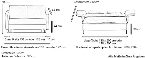 Schlafsofa VELA von Franz Fertig Maße
