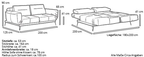 Schlafsofa LETTO von Franz Fertig Maße