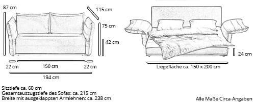 Schlafsofa ZERO von Franz Fertig Maße