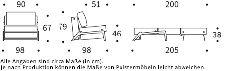 CUBED DELUXE Schlafsessel 90 von Innovation - BLACK LABEL Maße