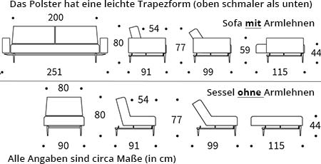 AMPLE Schlafsofa mit Armlehnen von Innovation Maße