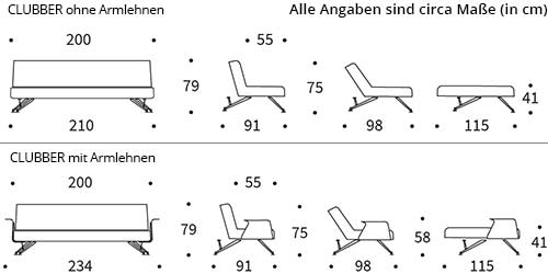 CLUBBER / CLUBBER 03 Schlafsofa von Innovation Maße