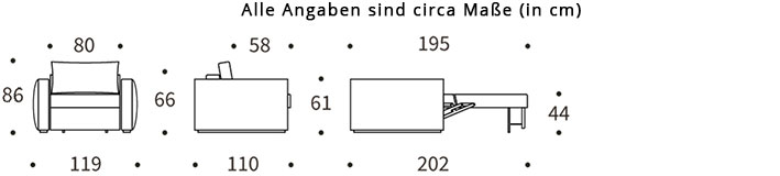 COSIAL Schlafsessel 80 mit Armlehnen von Innovation Maße