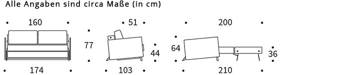 CUBED 02 Schlafsofa 160 von Innovation Maße