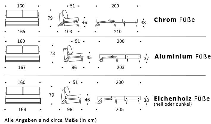 CUBED 02 Schlafsofa 160 von Innovation Maße