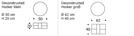 DECONSTRUCTED Sitzhocker von Innovation Maße