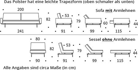 DUBLEXO Schlafsofa mit Armlehnen von Innovation Maße