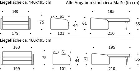 EIVOR Schlafsofa von Innovation Maße