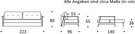 ELUMA Schlafsofa von Innovation Maße