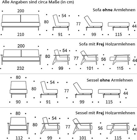 AMPLE Schlafsofa von Innovation Maße