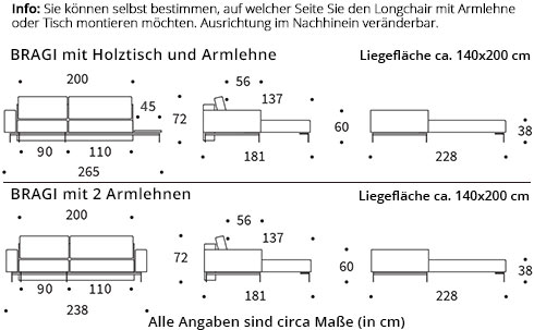 BRAGI Eckschlafsofa von Innovation Maße