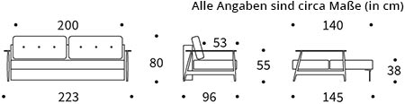 ELUMA Schlafsofa von Innovation Maße