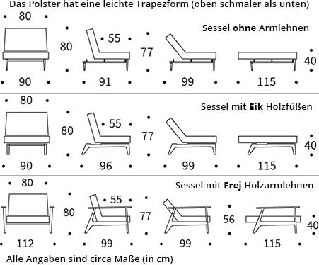 SPLITBACK FREJ Klappsessel von Innovation Maße