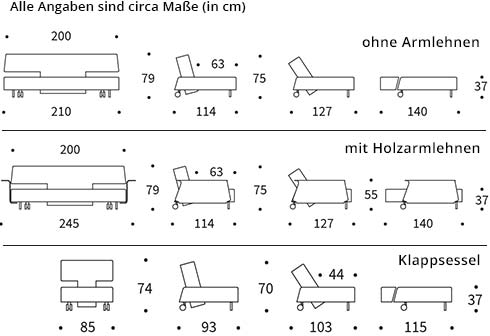 LONG HORN EXCESS Schlafcouch von Innovation Maße