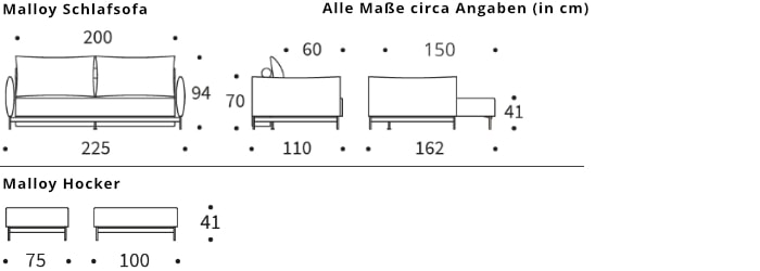 MALLOY Lounge Schlafsofa von Innovation Maße