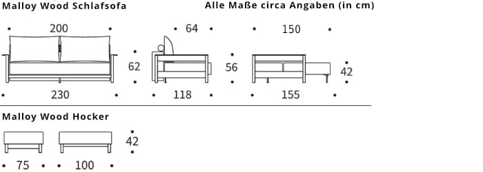 MALLOY WOOD Hocker von Innovation Maße