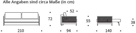 NARVI Schlafsofa von Innovation Maße